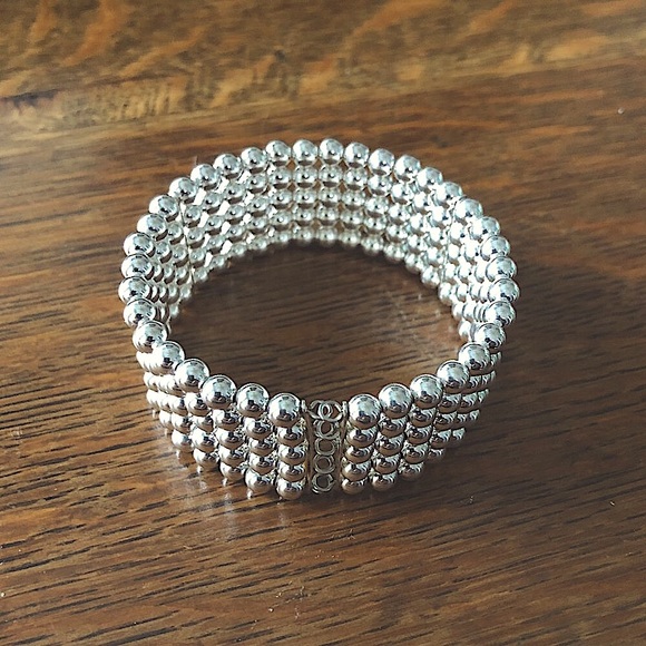 $157 Estate Sterling Bead Cuff Bracelet 23.8 grams Marked AIL 925 - Picture 4 of 5